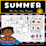 Summer Write the Room Activities worksheets and card