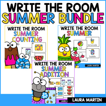 Preview of Summer Write the Room Bundle - Summer Math Activities - Summer Vocabulary