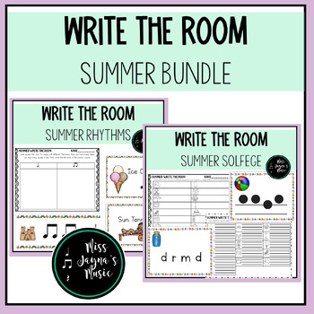 Preview of Summer Write the Room Solfege and Rhythm Bundle