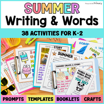 Preview of Summer Writing Activities & Word Work - End of the Year Prompts, Poetry, How-To