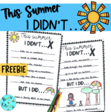 Summer Writing - Back to School Activity - FREEBIE