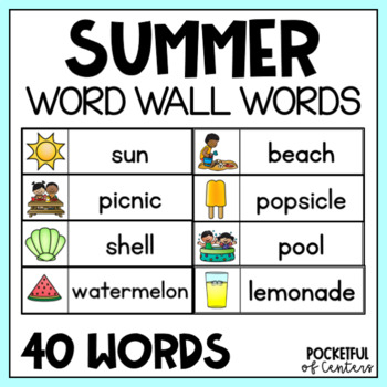 Preview of Summer Writing Center | Summer Word Wall Words FREE