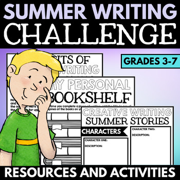 Preview of Summer Writing Challenge - Writing Logs and Calendar - Activities - Prompts