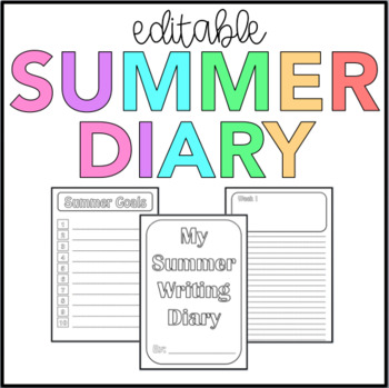 Preview of Summer Writing Diary (Editable)