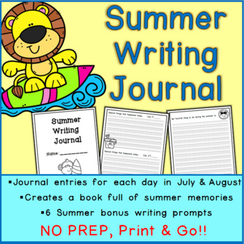 Summer Writing Journal (Elementary) by Just Write Teaching | TPT
