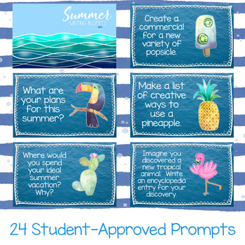 Summer Writing Journal Prompts PowerPoint by Kylie Sev | TpT