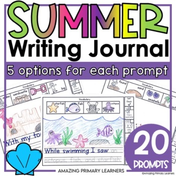 Preview of Summer Writing Journal with Sentence Starters Differentiated Writing Prompts 