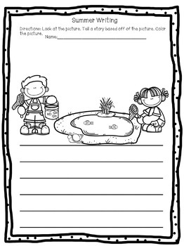 Summer Writing {Kindergarten or First Grade} Worksheets | TpT