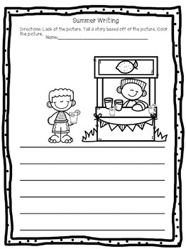 summer writing kindergarten or first grade worksheets tpt