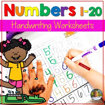 Preview of Summer Writing Numbers to 20 Math Worksheets Handwriting