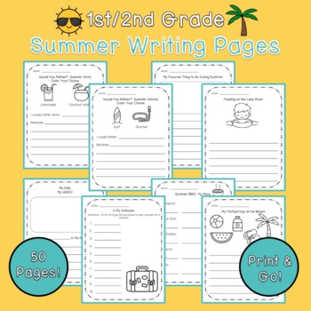 Summer Writing Pages by Teaching in Turks | TPT
