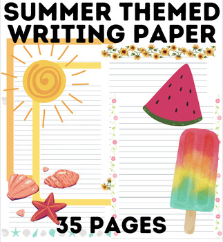Preview of Summer Writing Pages | Lined Paper | 35 Pages