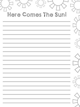 Preview of Summer Writing Paper - Here Comes The Sun!