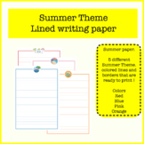 Summer Writing Paper | Lined Paper | Summer | summer Theme