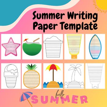 Summer Writing Paper Template Watermelon Sun Tropical Handwriting ...