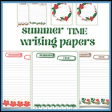 Summer Writing Paper With Lines, Summer Flower Writing Paper.