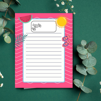 Summer Writing Paper With Lines, Summer Flower Writing Paper | TPT