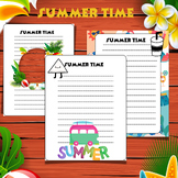 Summer Writing Paper With Lines, Summer Flower Writing Paper