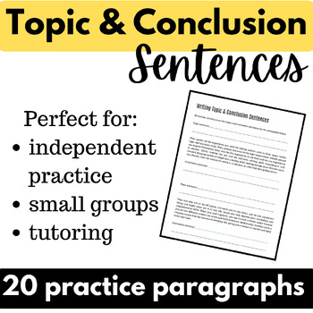 Preview of Summer Writing Practice: Topic and Conclusion Sentences Practice w/ Answers