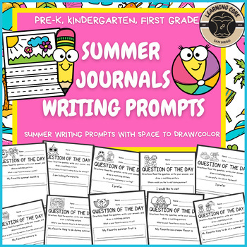 Preview of Summer Writing Prompt Journals June TK, UTK, PreK, Kindergarten, First