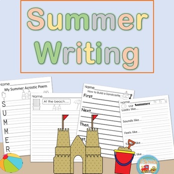 Preview of Summer Writing Prompts Kindergarten, First, Second Grade, Differentiated, Fun