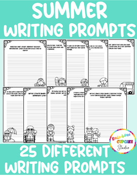 Summer Writing Prompts (3rd-5th Grade) by RainbowCupcakeStudio | TPT