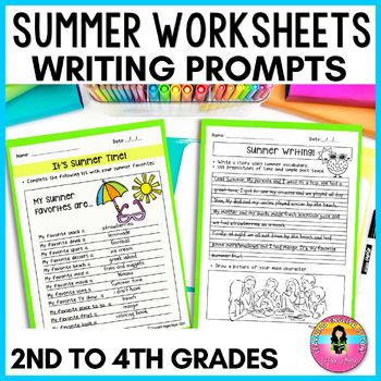 Preview of Summer Writing Prompts Activities for  2nd to 4th grade