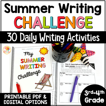Preview of Summer Writing Prompts: Summer Writing Journal Challenge for 3rd and 4th Grade
