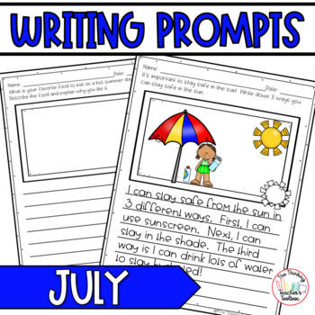 Summer Writing Prompts July by The Thinking Teacher's Toolbox | TPT