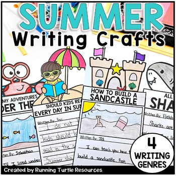 Preview of Summer Writing Prompts, June Writing Crafts including Shark Week Writing
