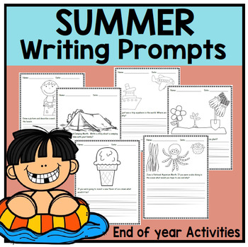 Summer Writing Prompts Kindergarten 1st Grade to 4th Grade | TPT