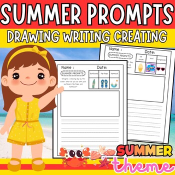 Preview of Summer Writing Prompts Opinion Drawing Coloring Printable sheet for K,1st,2nd