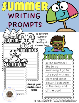 Summer Writing Prompts Sheets by Happy Centers Classroom | TPT