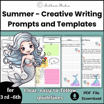 Preview of Summer Writing Prompts/  Summer Creative Writing Packet/ Summer Bucket List