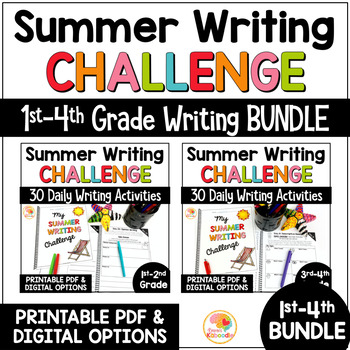 Preview of Summer Writing Prompts: Summer Writing Journal Challenge Activities BUNDLE