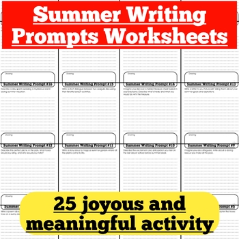 Preview of Summer Writing Prompts Worksheets | 1st - 3rd Grade