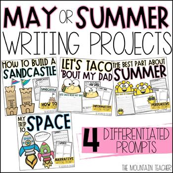 Preview of Summer Writing Prompts and May Bulletin Board for Father's Day and Summer Fun