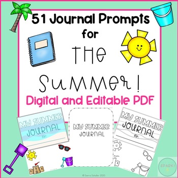 Preview of Summer Writing Prompts for 3rd, 4th & 5th grade | Editable PDF & Digital Version