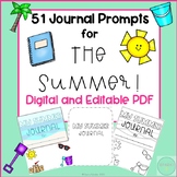 Summer Writing Prompts for 3rd, 4th & 5th grade | Editable
