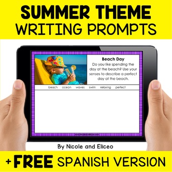 Preview of Summer Writing Prompts for Google Classroom - Distance Learning