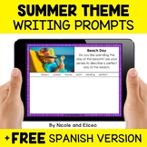 Digital Summer Writing Prompts for Google Classroom + FREE