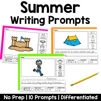 Preview of Summer Writing Prompts for Kindergarten First Grade