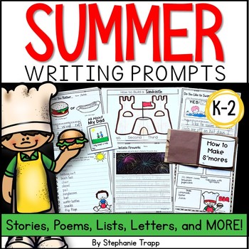 Preview of Summer Writing Prompts for Kindergarten, First Grade, and Second Grade