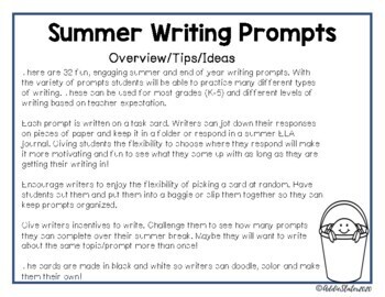 Summer Writing Prompts for Summer Writing Journal NO PREP by LaterMsSlater