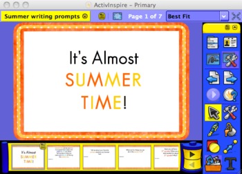 Preview of Summer Writing Prompts for the Promethean board