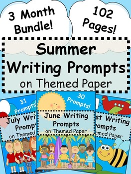 Preview of Summer Writing Prompts on Themed Paper {Just Print & Go!}