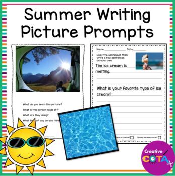 Preview of Occupational Therapy Summer School Picture Writing Prompt Sentence Starters