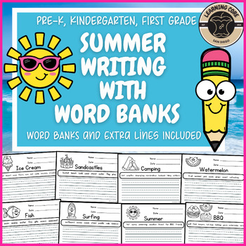 Preview of Summer Writing Worksheets Summer School PreK Kindergarten First TK UTK