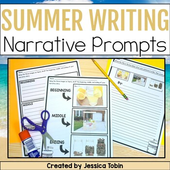 Preview of Summer Writing Prompts, Narrative Summer Writing Activity and Writing Paper