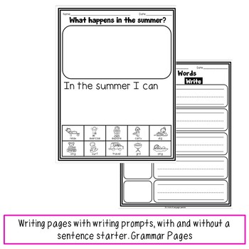 Summer Writing and Grammar Center by A World of Language Learners